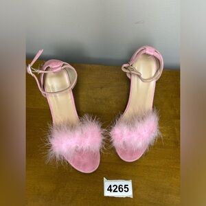 Heels baby  pink feathers peep toe elegant size 64” heels